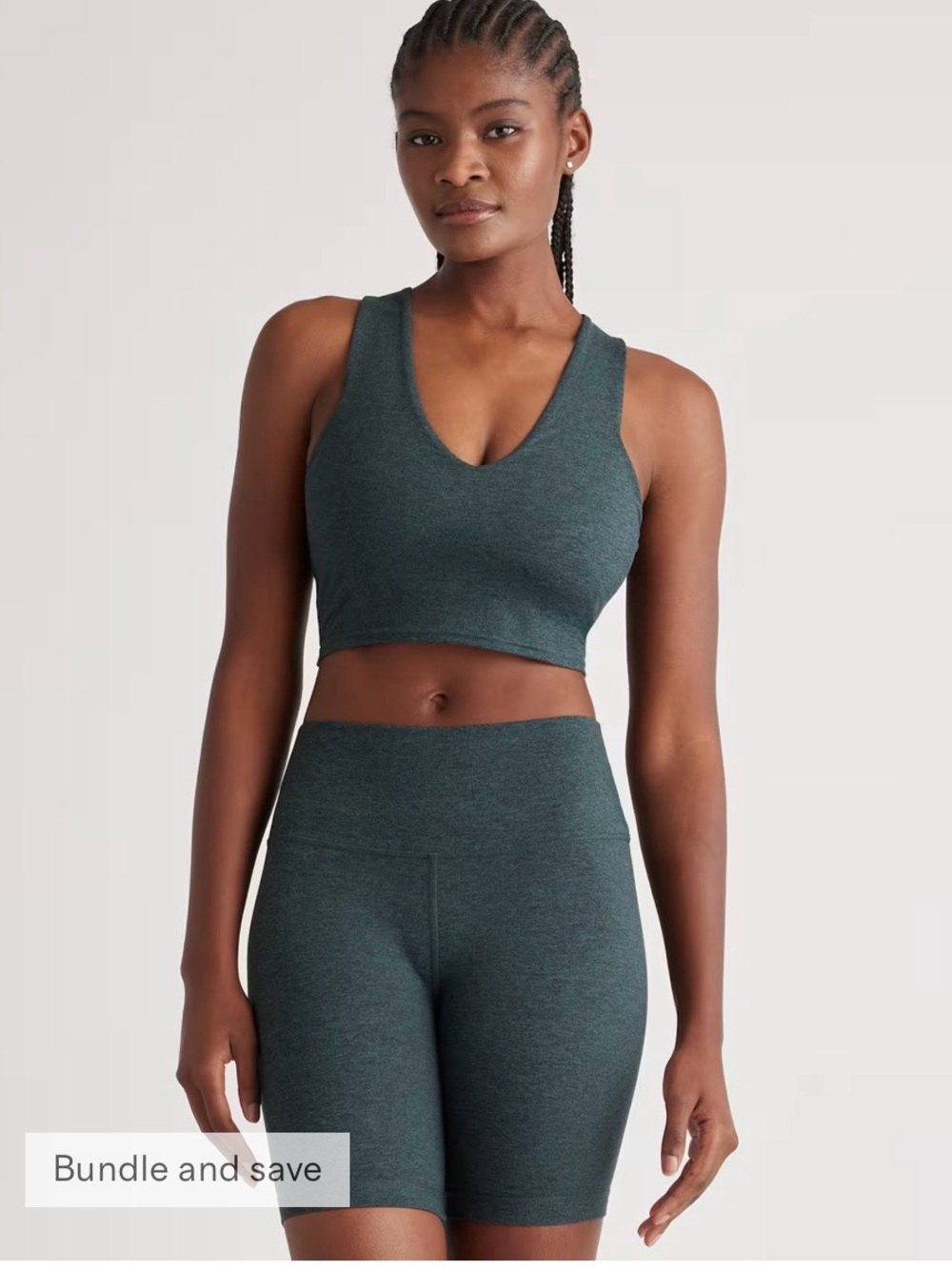 Quince ultra soft V-Neck
Cropped Tank heather green